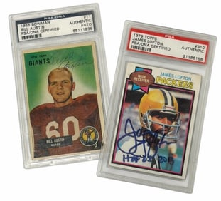 1955 Bowman Bill Austin #11 Card & 1979 Topps James Lofton #310 Autographed Cards, PSA/DNA Certified