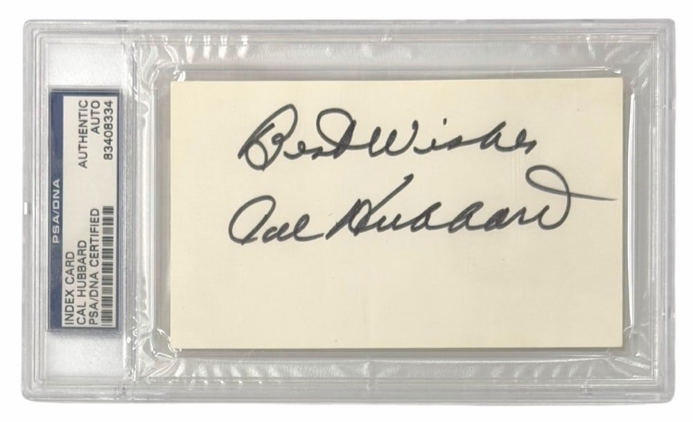 Authentic Cal Hubbard Autographed Index Card PSA/DNA Certified: Authentic Cal Hubbard Autographed Index Card PSA/DNA Certified