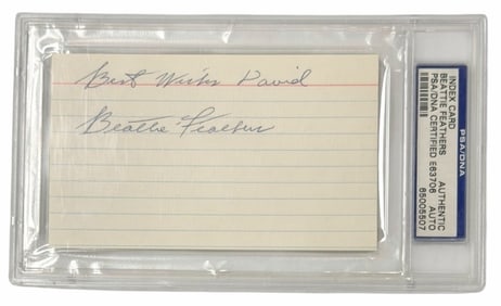 Authentic Beattie Feathers Autographed Index Card PSA/DNA Certified