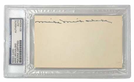 Authentic Mike Michalske Autographed Index Card PSA/DNA Certified
