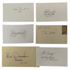 (6) 1940's-1960's Green Bay Packers Player Autographed Index Cards
