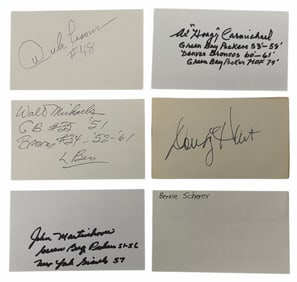 (6) 1930's-1970's Green Bay Packers Player Autographed Index Cards