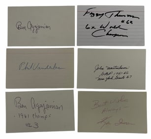 (6) 1950's-1960's Green Bay Packers Player Autographed Index Cards