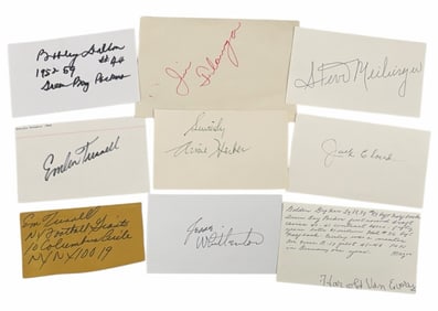 (9) 1940's-1970's Green Bay Packers Player Autographed Index Cards