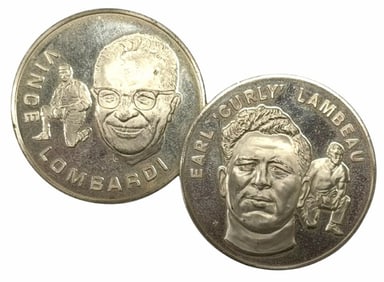 Silver Green Bay Packers Earl "Curly" Lambeau & Vince Lombardi Collector Coins