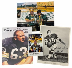 Autographed Bart Starr & Fuzzy Thurston Green Bay Packers Photos