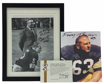 Autographed Photos of Hornung w/Coach Lombardi, Signed Photo of Thurston, & a COA Signed By Kramer