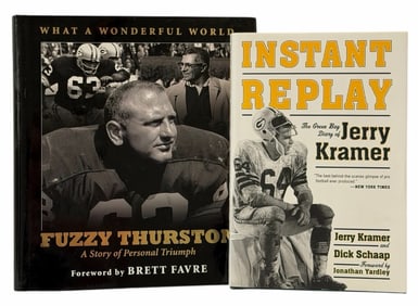 Autographed Books by Kramer "Instant Replay" & Thurston "What A Wonderful World" Foreword By Favre