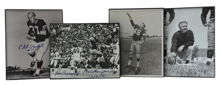 Autographed Herb Adderley, Phil Vandersea, & Ron Kramer Framed Green Bay Packers Photographs