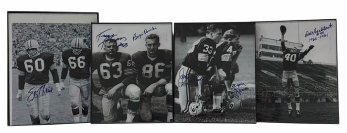 Autographed Allison, Grabowski, Thurston, Dowler, Hackbart, & Blaine Green Bay Packers Photographs