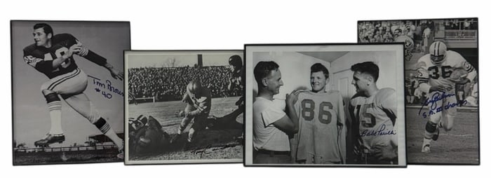 Autographed Tony Canadeo, Tom Brown, Ben Wilson, Babe Parilli Framed Photographs