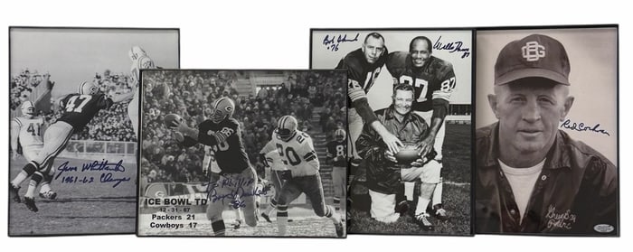Autographed Dowler, Davis, Skoronski, Cochran, & Whittenton Green Bay Packers Photographs, Framed