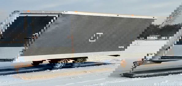 2002 26ft Haul Mark Enclosed Deck Over Snowmobile Trailer