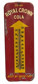 SS Metal Royal Crown Cola Advertising Thermometer Sign