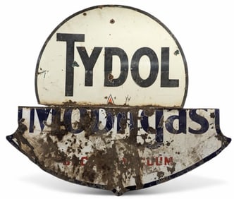 Pair of Vintage DSP Original Partial Signs Tydol & Mobil