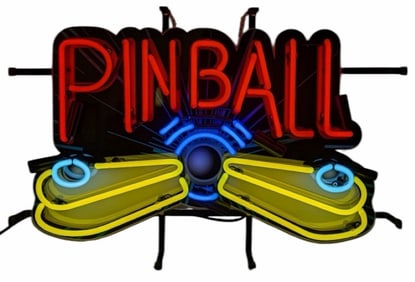 Pinball 4-Color Neon Sign with Backing 20in x 13.5in