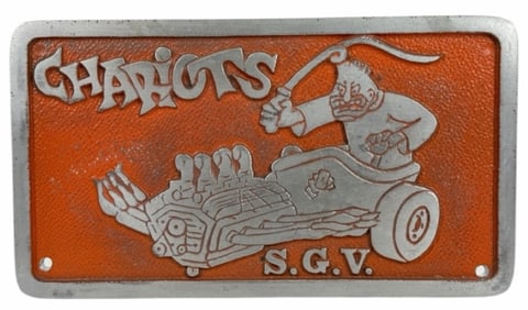 Vintage S.G.V. Chariots Hot Rod Car Club Plaque