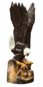 Custom Hand Carved 5.5ft Wooden Eagle Sculpture