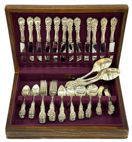 76pc Reed & Barton Francis I Sterling Silver Flatware Set in Box