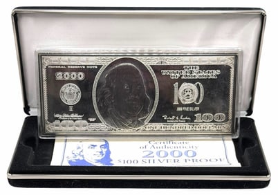 2000 $100 Franklin Silver Proof One-Quarter Pound .999 Pure Silver Bullion