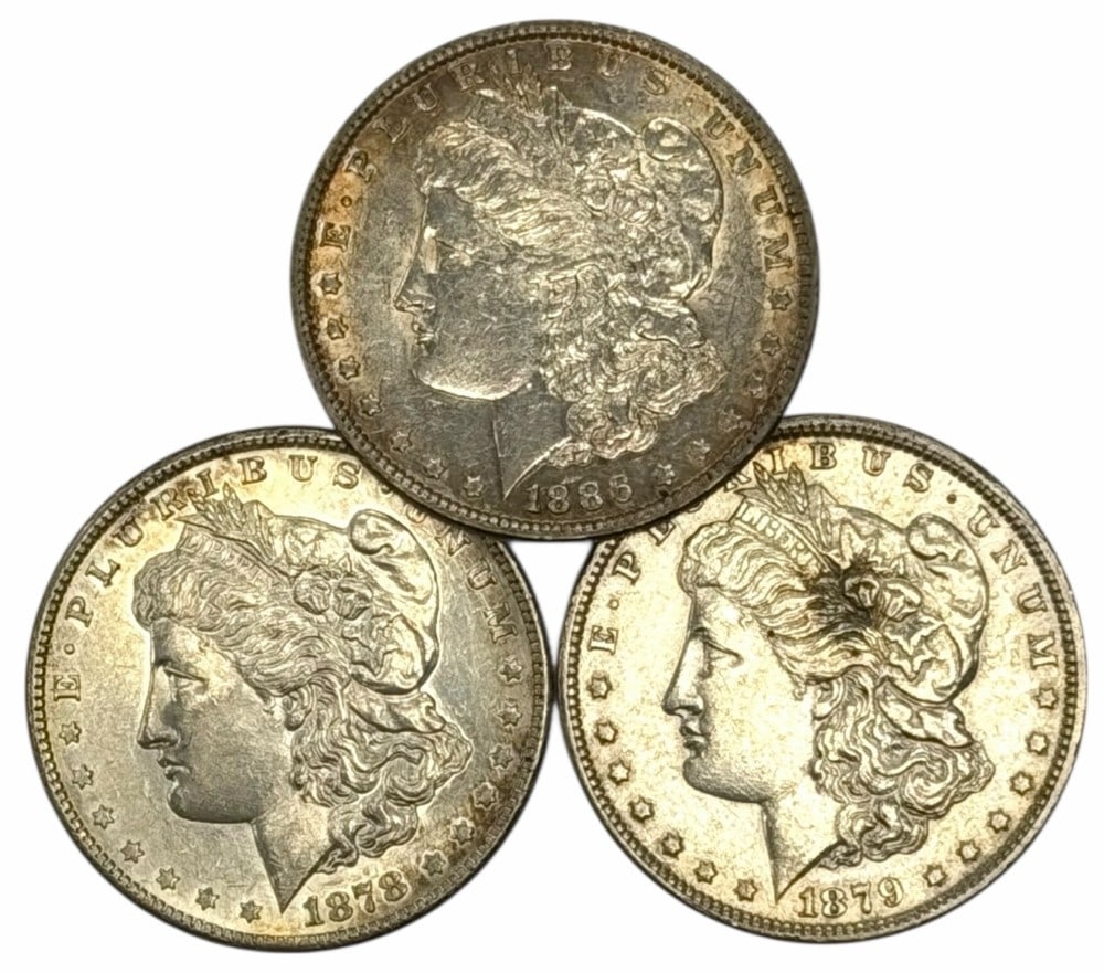 1878-S, 1879-O, & 1886 U.S. Morgan Silver Dollars (1 of 2)