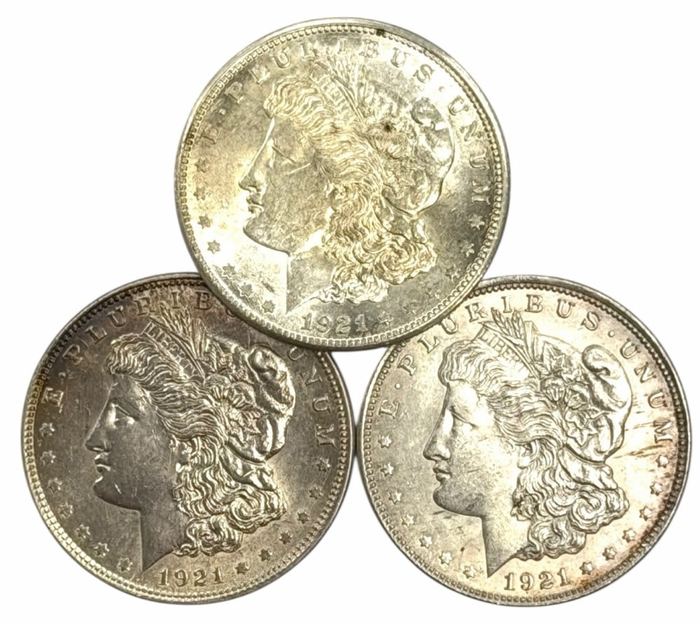 (2) 1921, & 1921-S U.S. Morgan Silver Dollars (1 of 2)