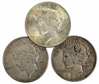 US Peace Silver Dollars Including 1922, 1923, and 1923-S