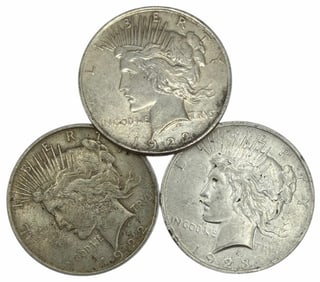 (3) 1922 U.S. Peace Silver Dollars