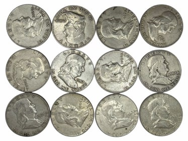 (11) U.S. Franklin Silver Half Dollars (1950-1954)