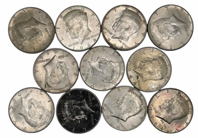 (11) 1964 U.S. Kennedy Silver Half Dollars