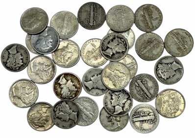 (29) U.S. Silver Mercury Dimes