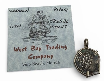 1600's Philip III 1 Real Cob Potosi Shipwreck Coin Pendant, West Bay Traditions