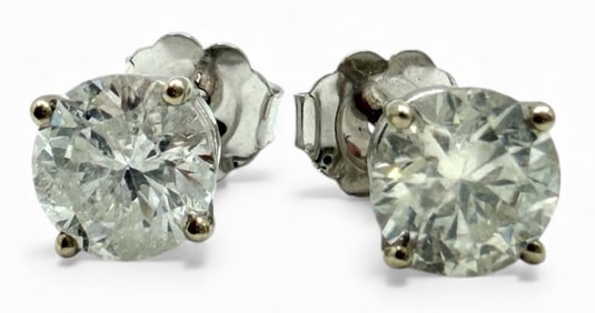 14K White Gold 1.41ctw Diamond Stud Earrings