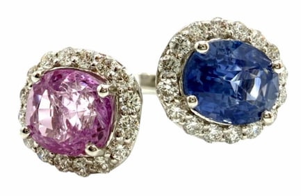 Platinum 5.37ctw Natural Sapphire Corundum and Diamond Ring