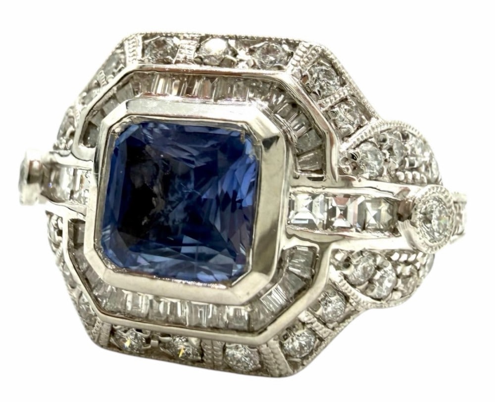 Platinum 1.79ctw Sapphire and Diamond Ring (1 of 10)