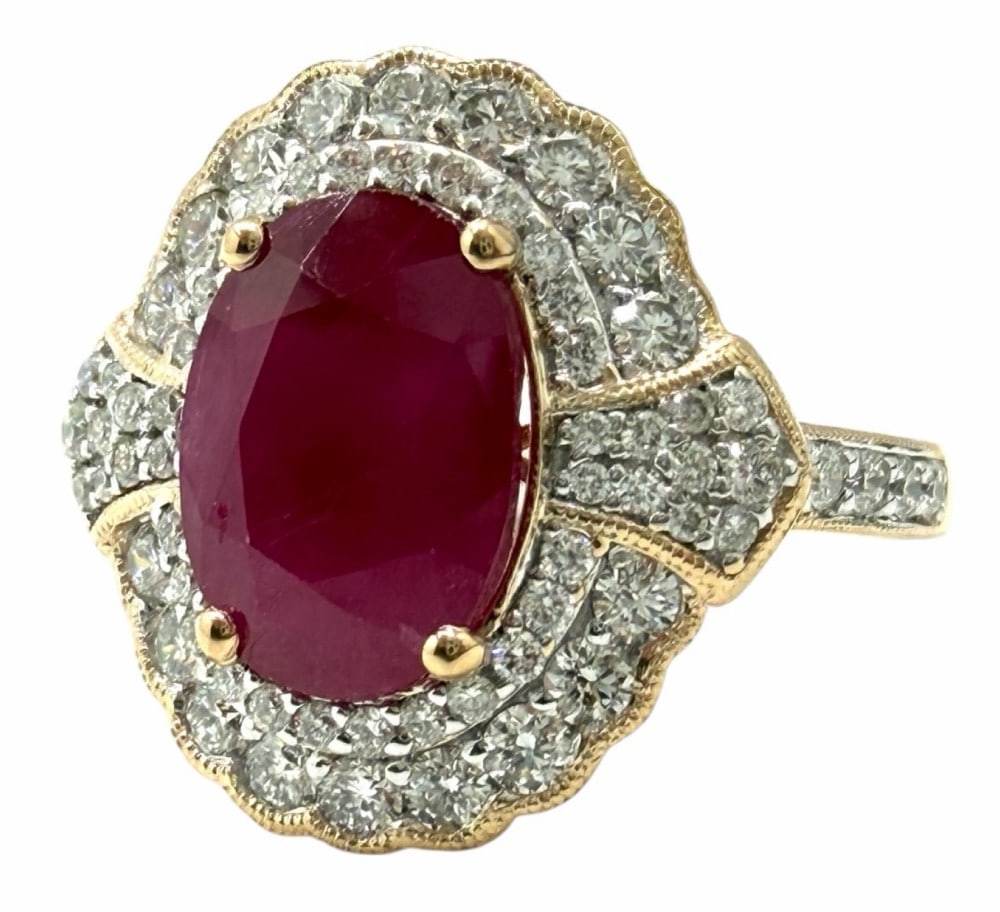 Platinum Two Tone 3.62ctw Natural Burmese Ruby Corundum and Diamond Ring (1 of 10)