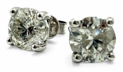 14K White Gold 2.29ctw Diamond Stud Earrings