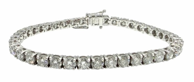 14K White Gold 11.74ctw Round Brilliant Cut Diamond Bracelet