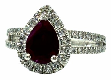 Platinum 2.73ctw Natural Burmese Ruby Corundum and Diamond Ring