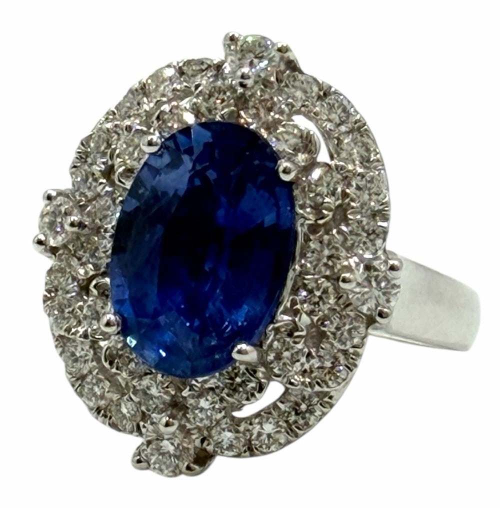 Platinum 4.04ctw Sapphire and Diamond Ring (1 of 11)
