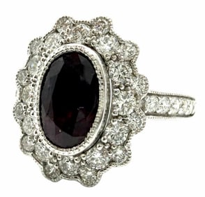 Platinum Kashmir 3.17ctw Sapphire and Diamond Ring