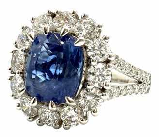 Platinum 5.12ctw Sapphire and Diamond Ring