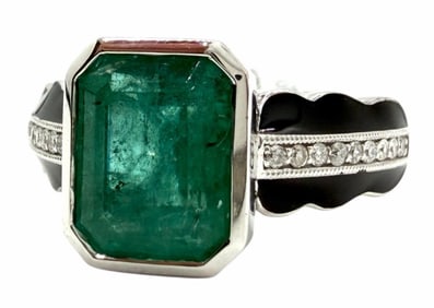 Platinum 2.63ctw Lady's Diamond & Emerald Ring