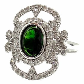 Platinum 1.91ctw Tsavorite and Diamond Ring