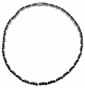 Platinum 25.42ctw Sapphire and Diamond Necklace