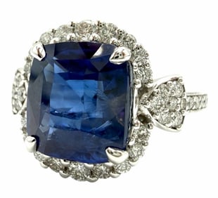 Platinum 4.95ctw Sapphire and Diamond Ring