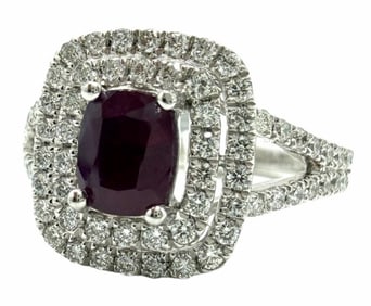 Platinum 1.44ctw Kashmir Sapphire and Diamond Ring