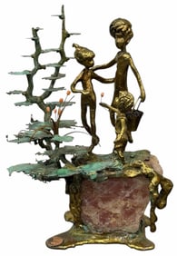Martin Borja Bronze and Geode Art Nouveau Sculpture