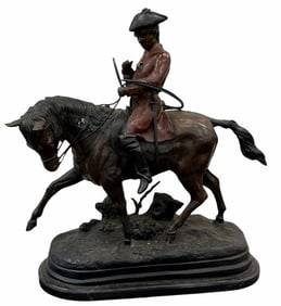 After Berye Bronze Civil War Solider Sculpture on Marble Base