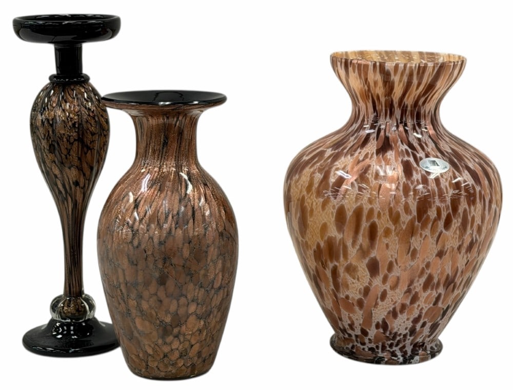 Italian Maestri Vetrai Murano Art Glass Vase and Aventurine Gold Black Art Glass Pieces (1 of 9)